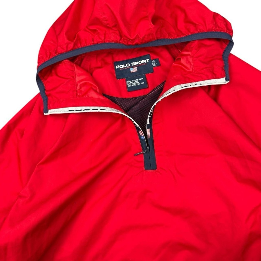 Gorpcore Red Quarter-Zip Polo Sport Windbreaker - Picture 6 of 7